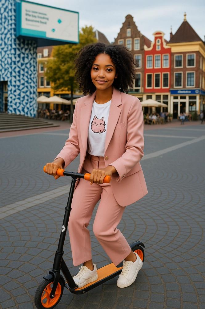 AI Human riding on a scooter