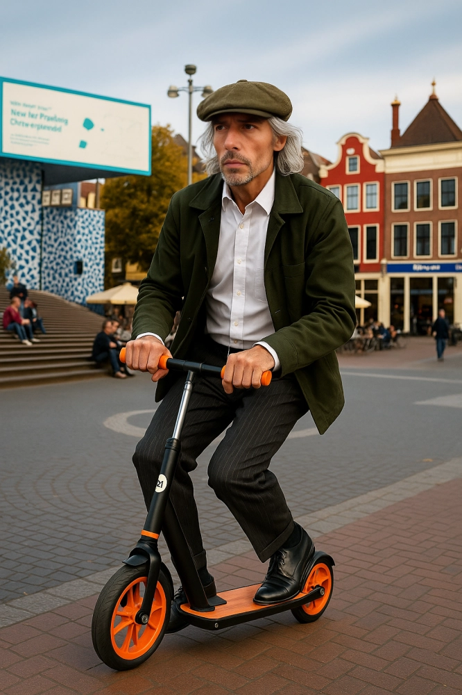 AI Human showcasing scooter
