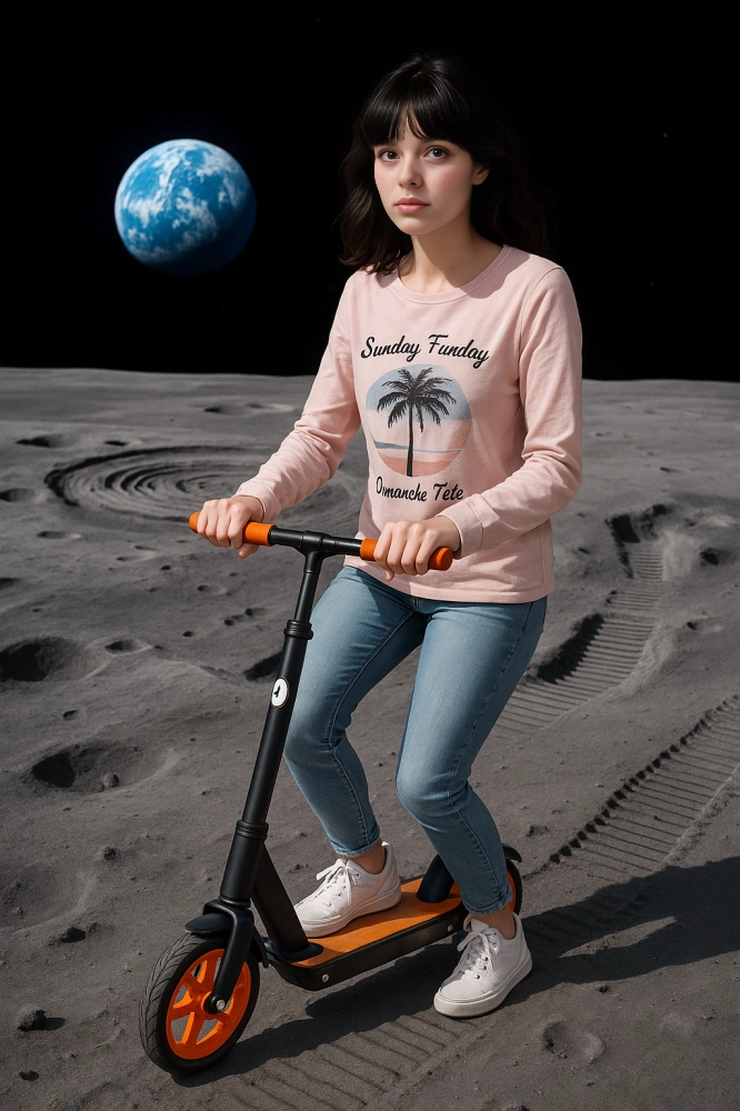 AI Human riding scooter