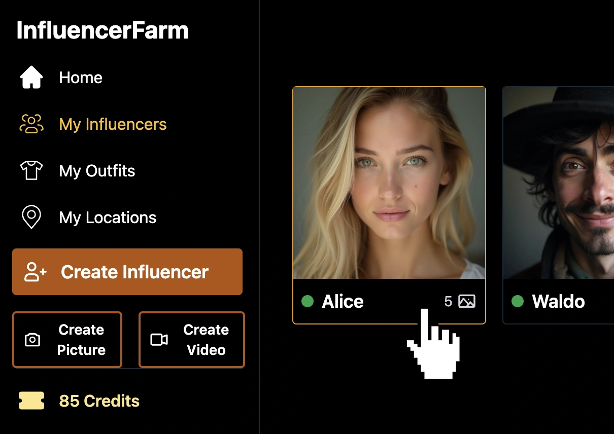The 'add influencer' button