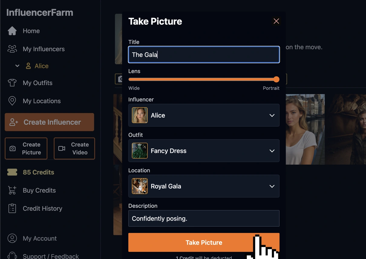 The 'add influencer' button