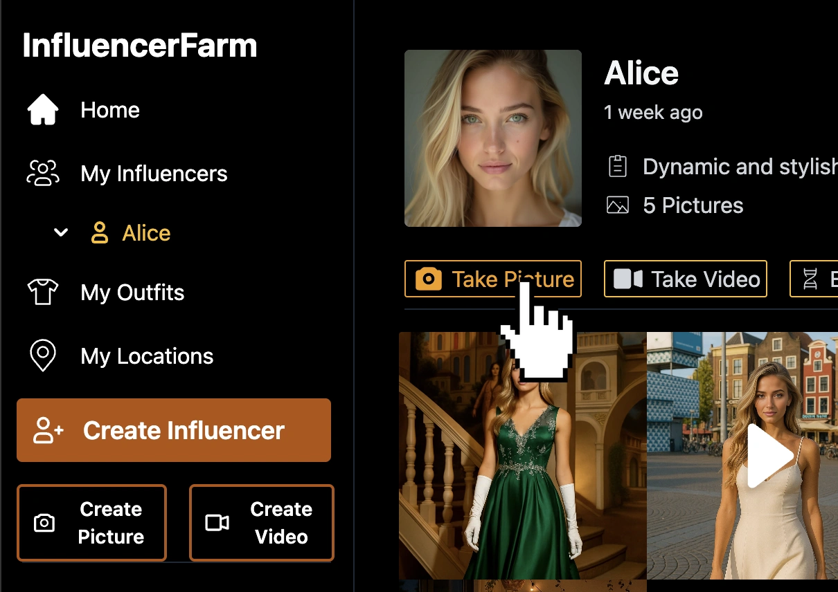 The 'generate influencer' button